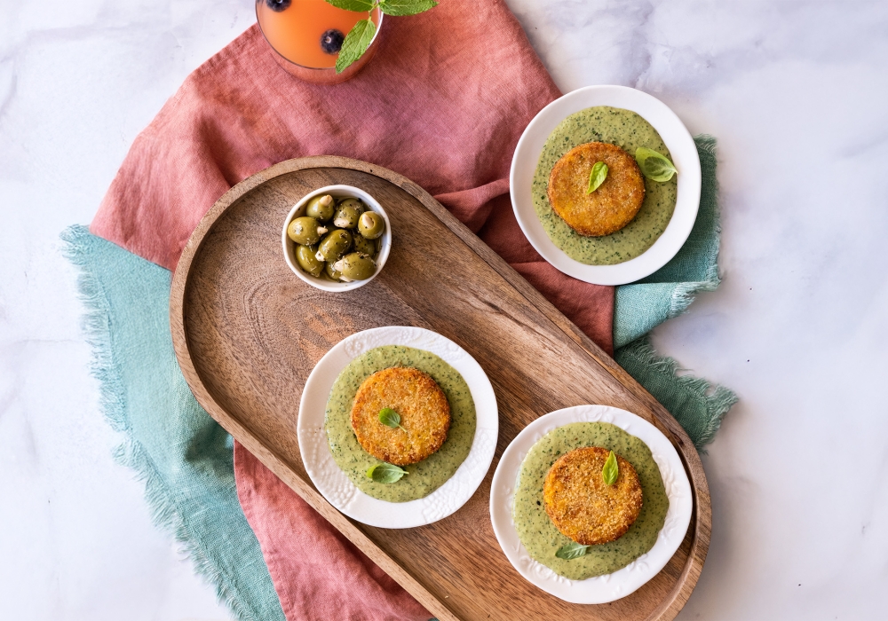 Mini burger con besciamella al pesto