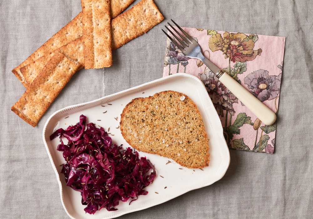 Cotoletta con cavolo rosso in agrodolce